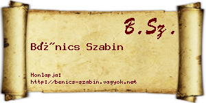 Bénics Szabin névjegykártya